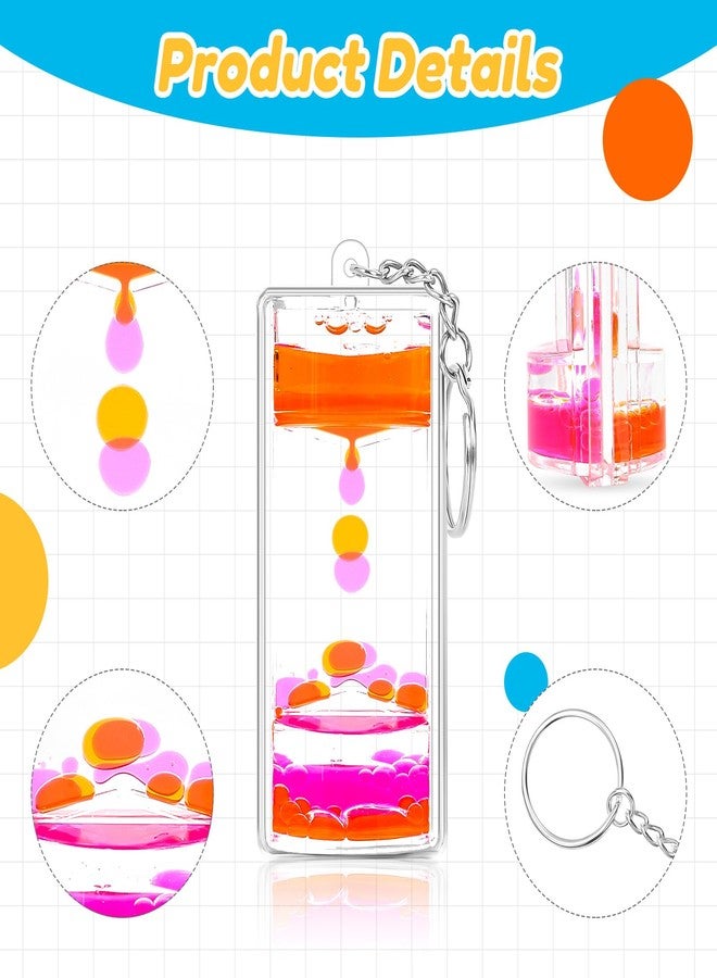 FKYTION Liquid Motion Bubbler Key Chain Pack of 12 Great Desktop Colorful Hourglass Liquid Bubbler Small Calming Relaxing Toys (Rainbow series, Pack of 12) - Image 4